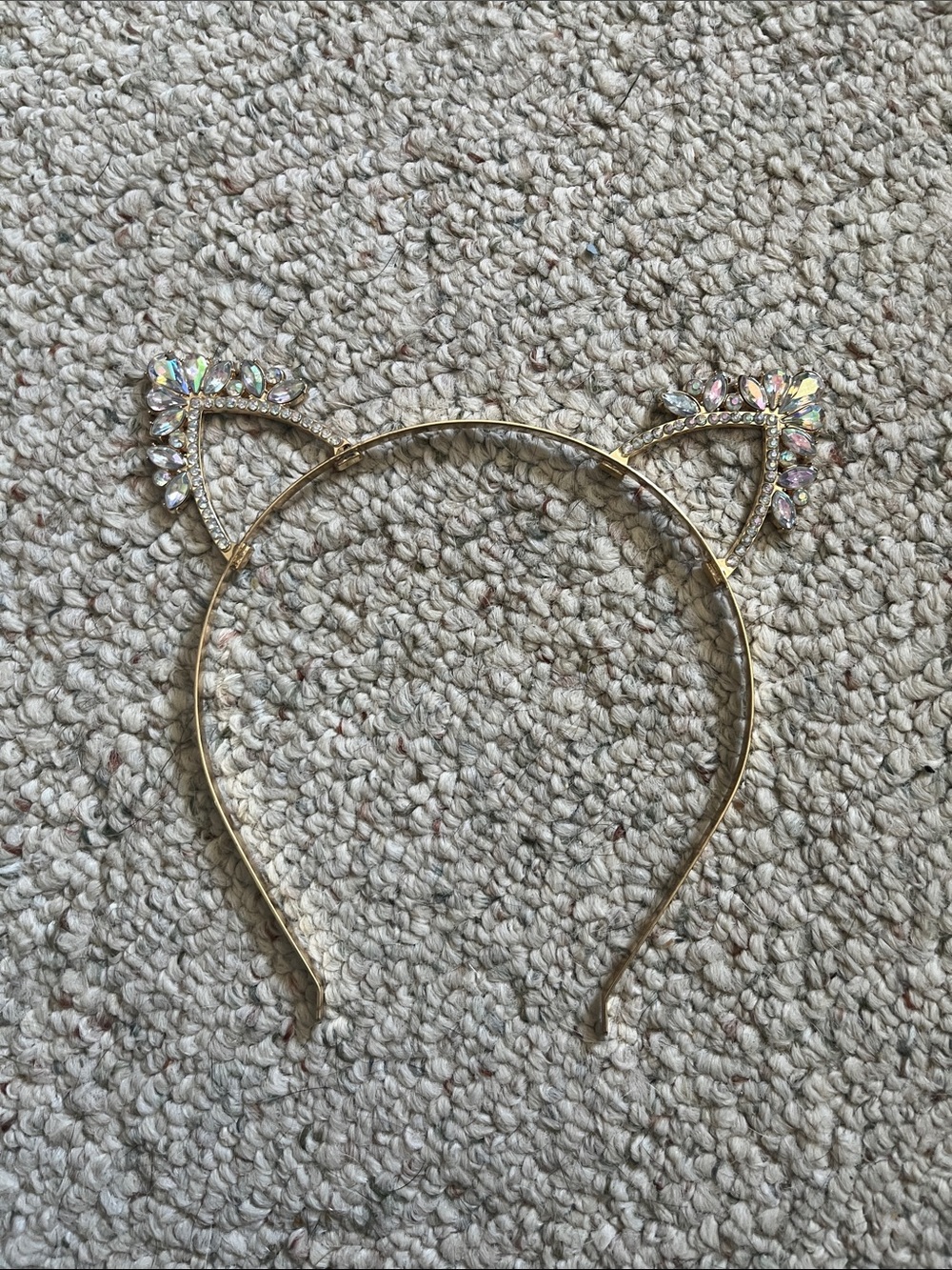 Gold Crystal Cat Ear Headband for Kids